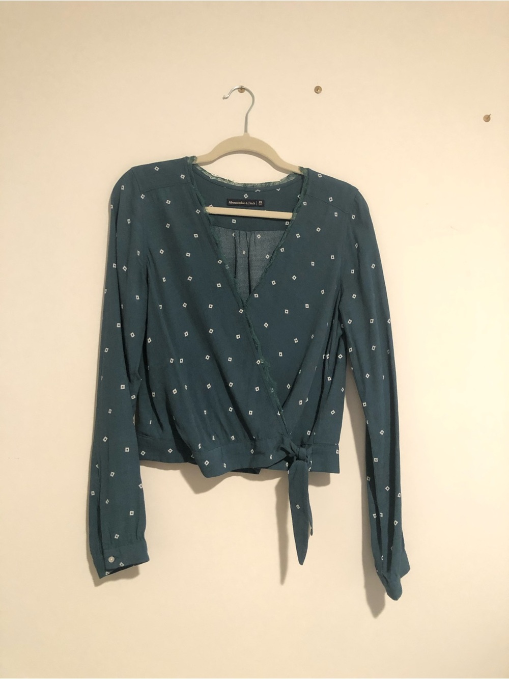 Abercrombie Teal Wrap Tie-Front Blouse